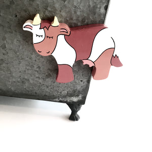 COW - Wooden Animal Magnet