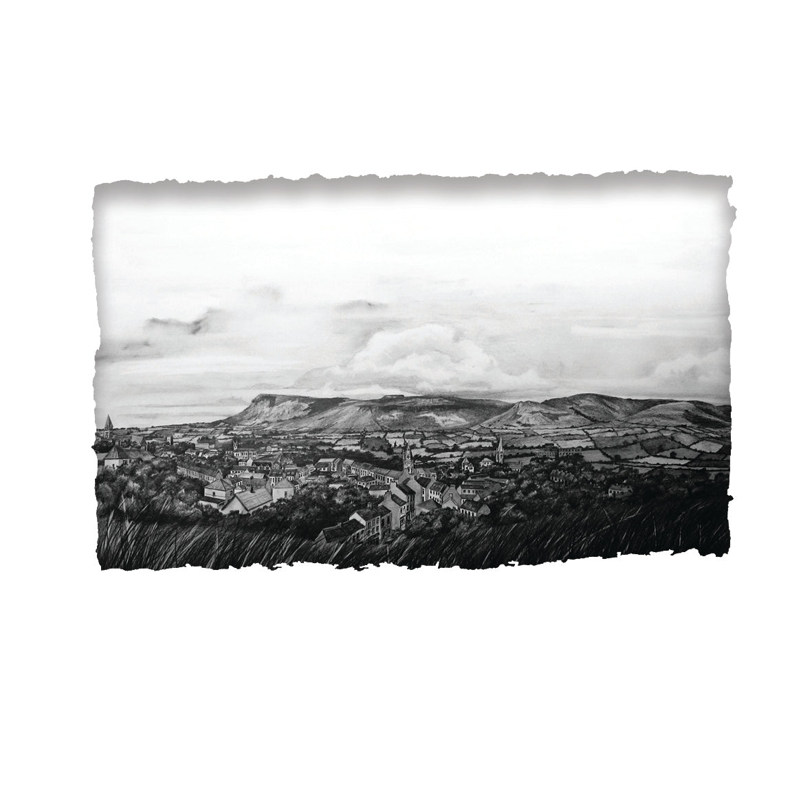 BENBULBEN OVERLOOKING SLIGO - Mountain Large Rock Formation Town County Sligo Stephen Farnan