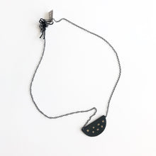 Load image into Gallery viewer, Oxidised Silver Gold Half Moon Pendant Necklace - by Ghost &amp; Bonesetter - Made in Belfast
