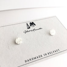 Load image into Gallery viewer, Silver Etched Stud Earrings - by Ghost &amp; Bonesetter - Made in Belfast
