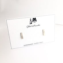 Load image into Gallery viewer, Silver Etched Rectangle Stud Earrings - by Ghost &amp; Bonesetter - Made in Belfast

