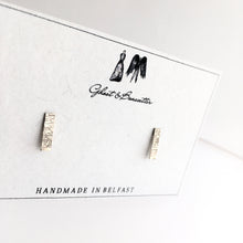 Load image into Gallery viewer, Silver Etched Rectangle Stud Earrings - by Ghost &amp; Bonesetter - Made in Belfast
