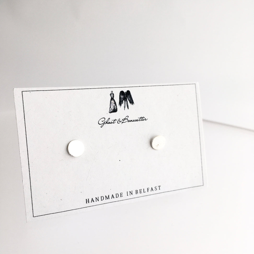 Silver Etched Stud Earrings - by Ghost & Bonesetter - Made in Belfast