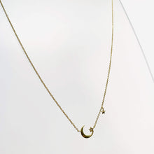 Load image into Gallery viewer, Gold Crescent Moon 2 Star Necklace

