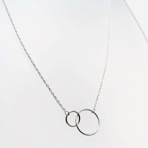 Silver 2 Circle Short Necklace