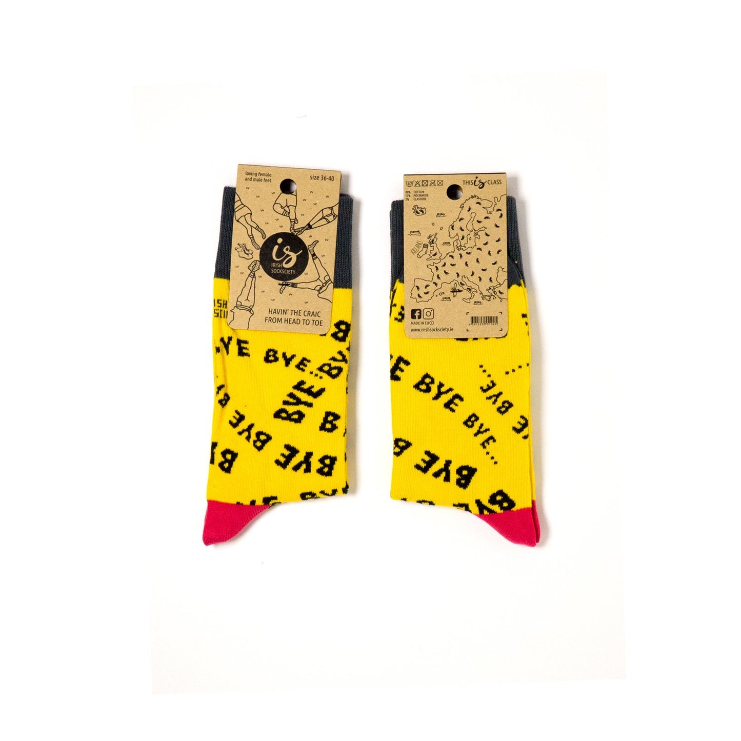 BYE BYE BYE - Funny Irish Socks Made in Ireland