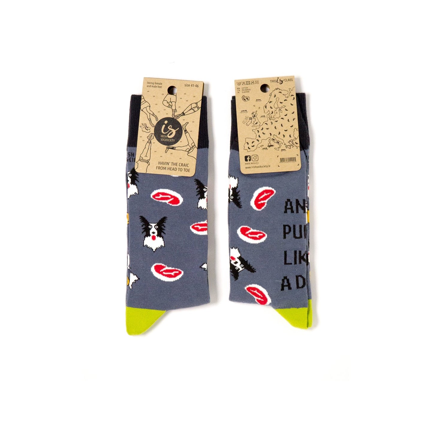 STEAK SPUDS AND PULL LIKE A DOG - Funny Irish Socks Made in Ireland