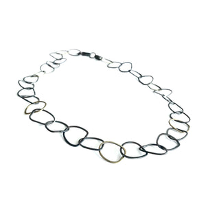Beaten Oxidised Silver and Gold Hooped Necklace - by Ghost & Bonesetter - Made in Belfast