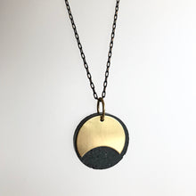 Load image into Gallery viewer, Eclipse Concrete + Circle Geometric Brass Necklace - Kaiko - Made in Ireland
