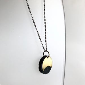 Eclipse Concrete + Circle Geometric Brass Necklace - Kaiko - Made in Ireland