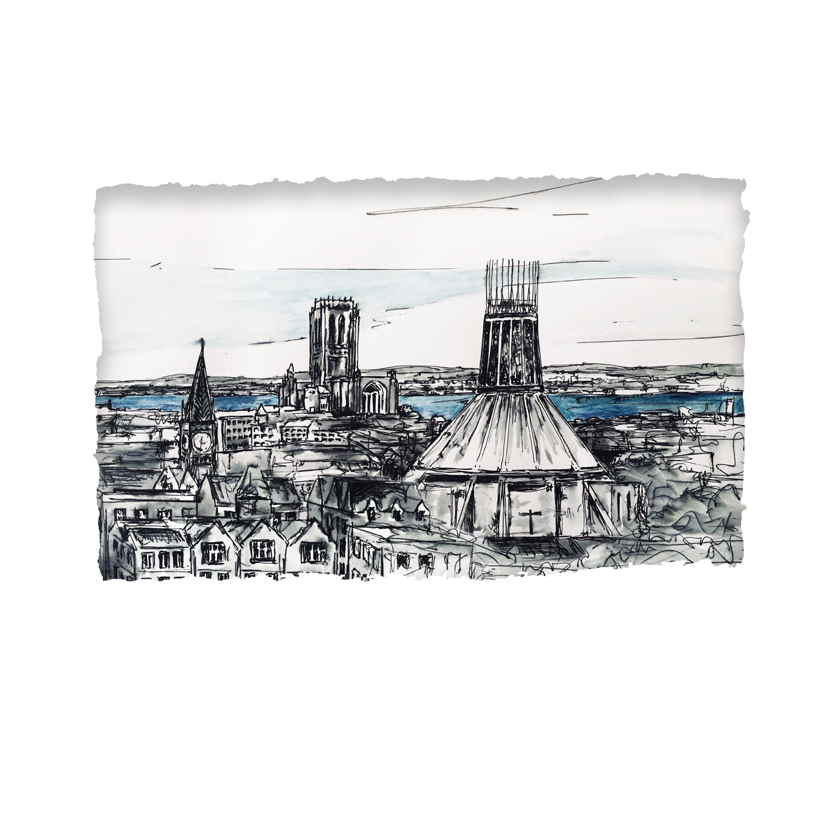 LIVERPOOL - Twin Cathedrals of Liverpool England - by Stephen Farnan