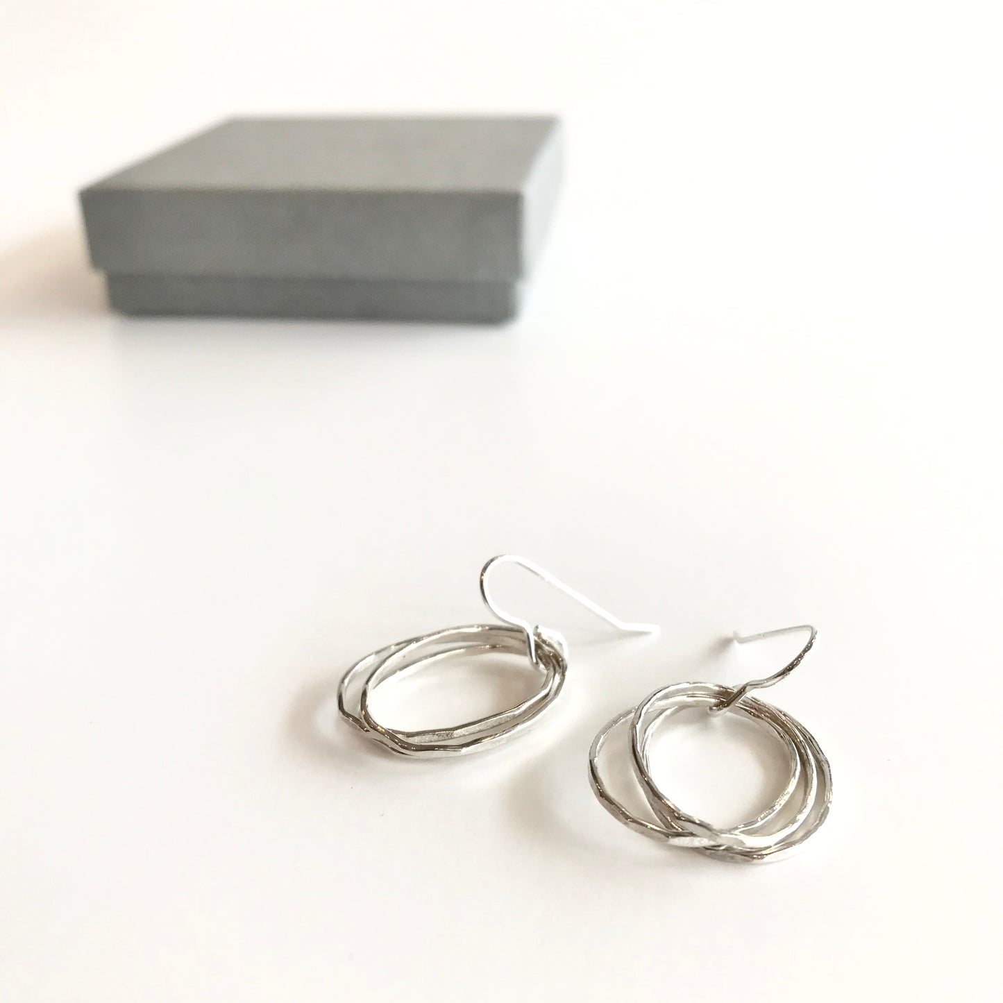 DOORUS - Silver Hammered Drop Earrings - Made in Ireland