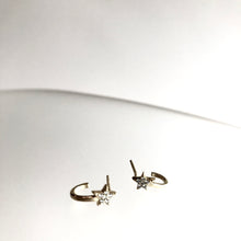 Load image into Gallery viewer, STARS - Earrings Huggie + Cubic Zirconia Gold Vermeil
