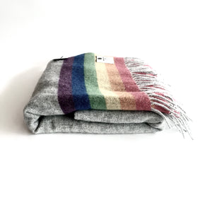 Rainbow Stripe Collection Lambswool Throw - Handmade in Donegal Ireland