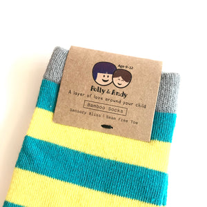 YELLOW BLUE STRIPED SOCKS - Bamboo Socks Made in Ireland