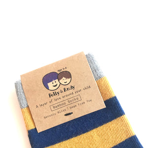 Mustard NAVY STRIPED SOCKS - Bamboo Socks Made in Ireland