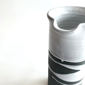 TALL JUG - Beautiful Handmade Irish Pottery - Black Stoneware with White Glaze