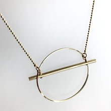 Load image into Gallery viewer, HOOP &amp; BAR Necklace - Gold Plated Hand made in Ireland
