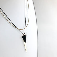 Load image into Gallery viewer, LAYERED TWO CHAIN BLACK &amp; GOLD TRIANGLE Necklace - Gold Plated Hand made in Ireland
