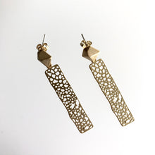 Load image into Gallery viewer, Column Drop Earrings - Gold Plated Hand made in Ireland
