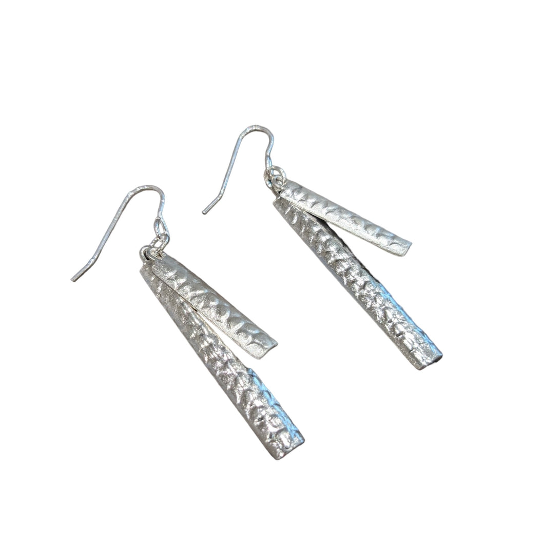 MUIR Double Drops - Silver Hammered Earrings - Made in Ireland