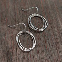 Load image into Gallery viewer, DOORUS - Silver Hammered Drop Earrings - Made in Ireland
