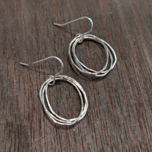 DOORUS - Silver Hammered Drop Earrings - Made in Ireland