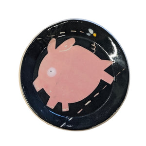 LEAPING PIG Tiny Plate - Handmade Navy Trinket Dish