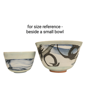 Medium Bowl (Black, Navy & Peach) - Adam Frew Ceramics