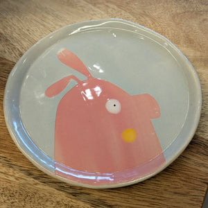 MAD PIG Small Plate - Handmade Pink/Grey Dish