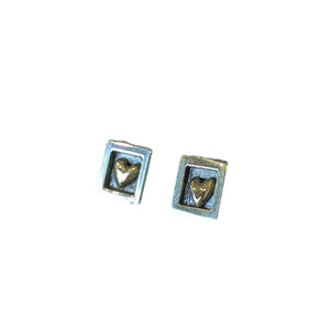 HEART OF GOLD MINI Stud Earrings (Silver & Gold)