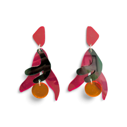 Fleur d’Amalie Transparent Dangles - Orange/Green/Pink