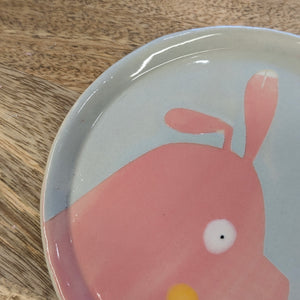 MAD PIG Small Plate - Handmade Pink/Grey Dish