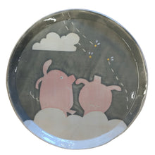 Load image into Gallery viewer, PIGS WATCHING FLIES Medium Plate - Handmade Grey Dish
