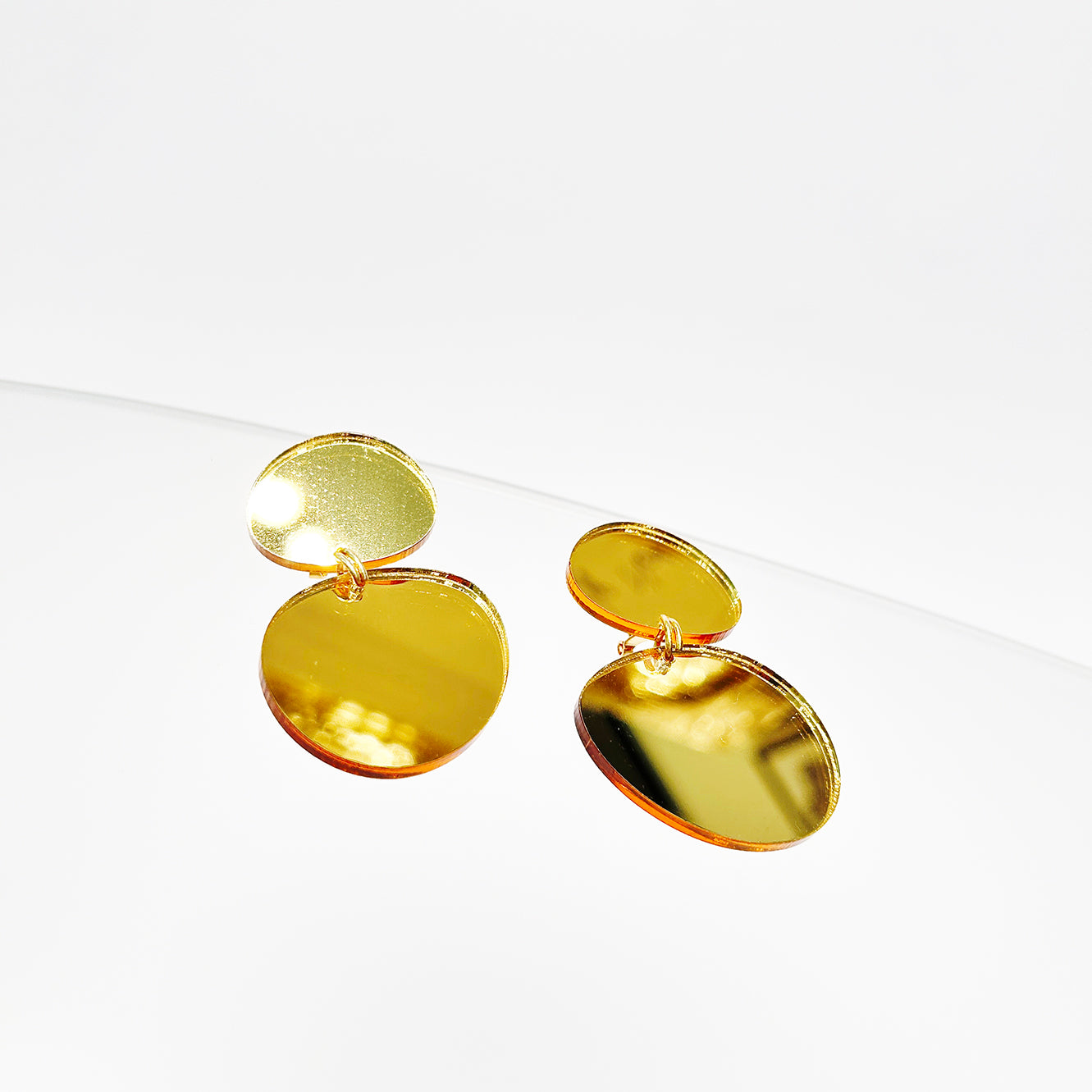 Woman Star - Perspex Mirror Drop Earrings in Gold