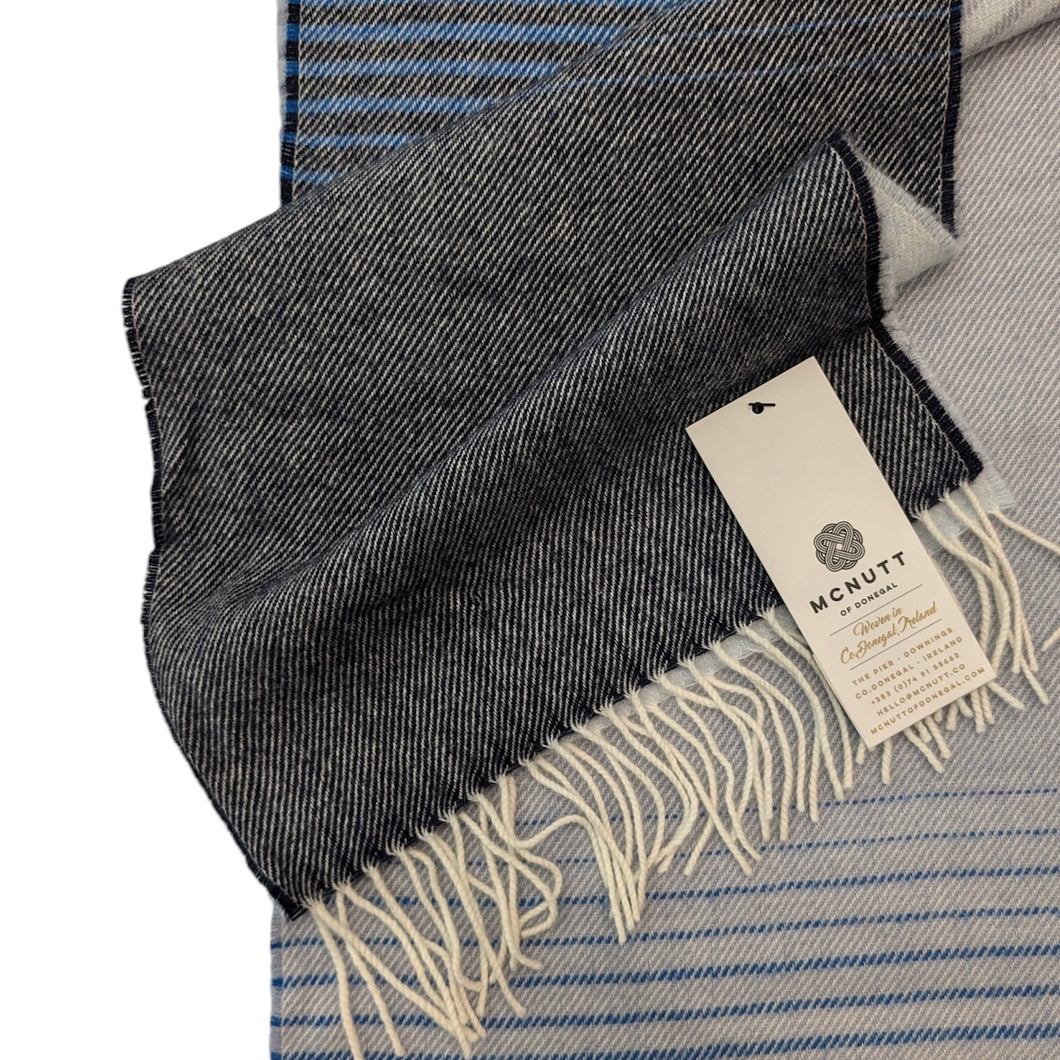 Denim Ombré Lambswool Scarf - Made in Donegal Ireland