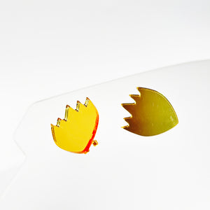 Queen of My Heart - Perspex Mirror Large Stud Earrings in Gold