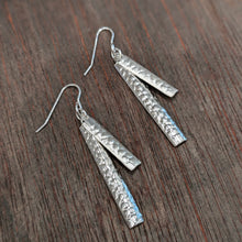 Load image into Gallery viewer, MUIR Double Drops - Silver Hammered Earrings - Made in Ireland
