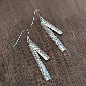 MUIR Double Drops - Silver Hammered Earrings - Made in Ireland