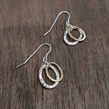 Load image into Gallery viewer, CARRAN - Hammered Silver &amp; Gold Plate Drop Earrings - Made in Ireland
