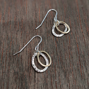 CARRAN - Hammered Silver & Gold Plate Drop Earrings - Made in Ireland