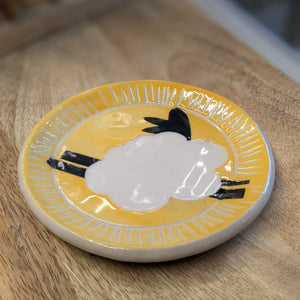 TANGERINE SHEEP Tiny Plate - Handmade Yellow Trinket Dish