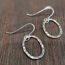 Load image into Gallery viewer, TARREA - Silver Hammered Oval Earrings - Made in Ireland
