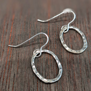 TARREA - Silver Hammered Oval Earrings - Made in Ireland