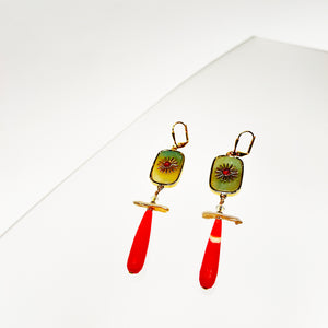 Wild Fire Statement Earrings - Freshwater Keishi Pearls, Amazonite & Carnelian