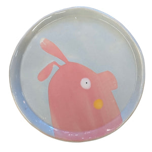 MAD PIG Small Plate - Handmade Pink/Grey Dish