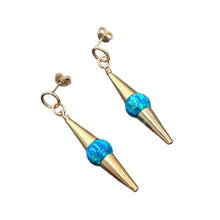 Load image into Gallery viewer, 14kt Goldfill Opal Ocean Cylinder Earrings
