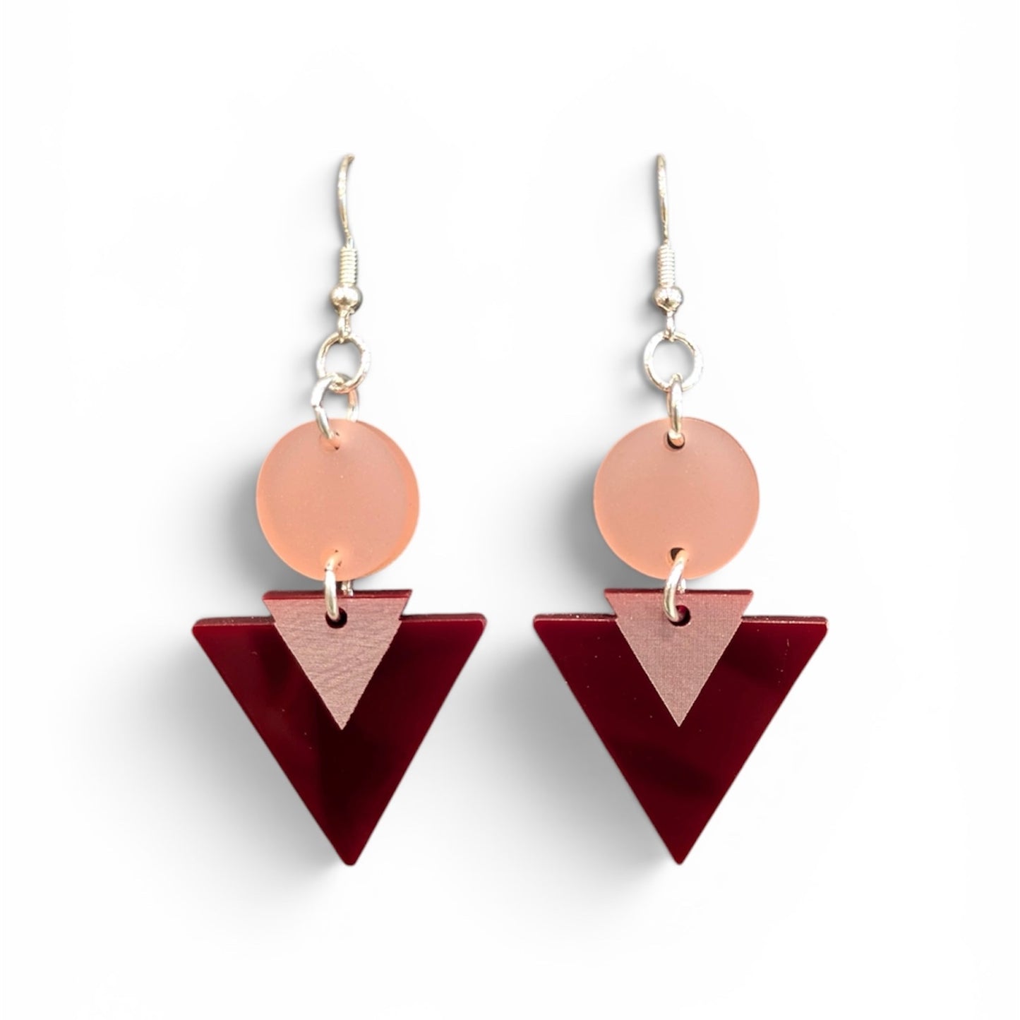 Arrow Earrings - Burgundy/Frost Rose