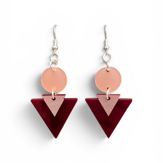 Arrow Earrings - Burgundy/Frost Rose