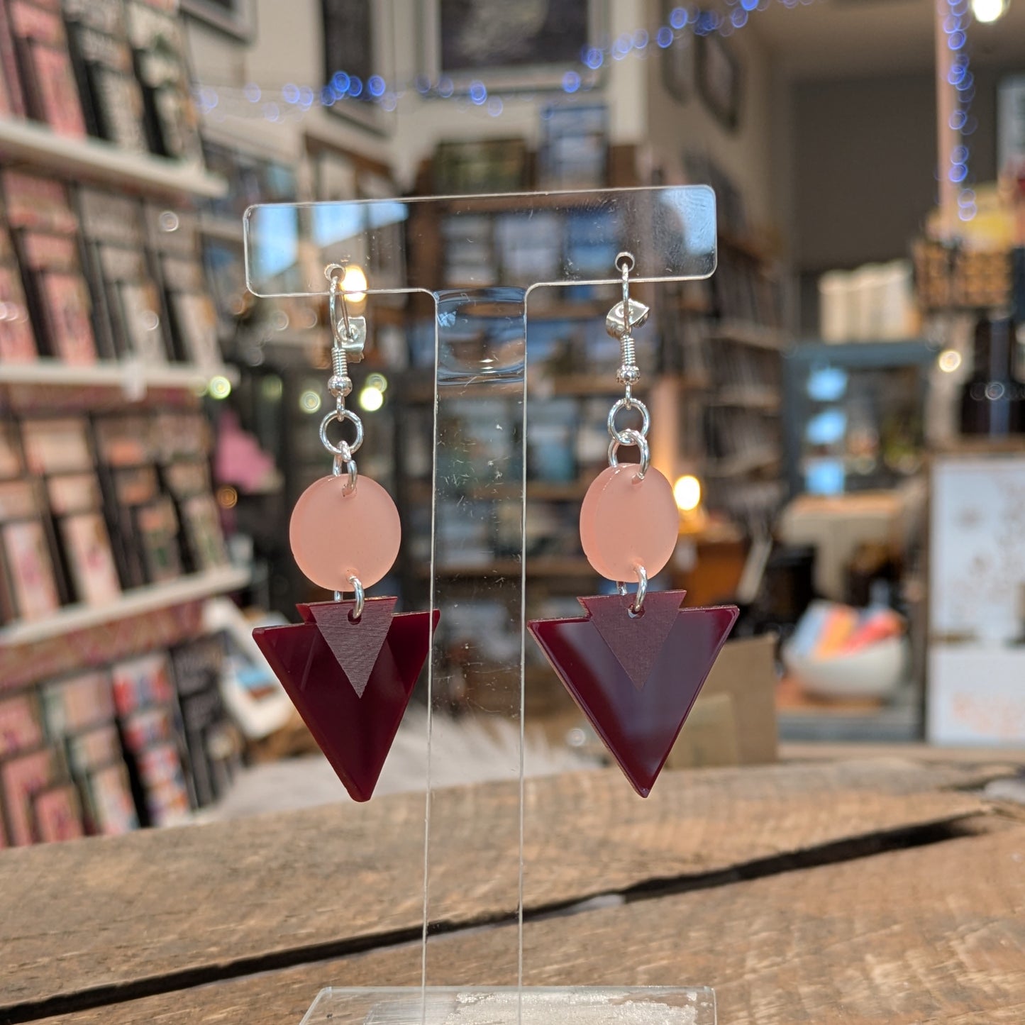 Arrow Earrings - Burgundy/Frost Rose